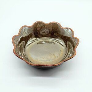 Chaleur Brown Two-Tone Drip Glaze Fluted Ceramic Bowl
